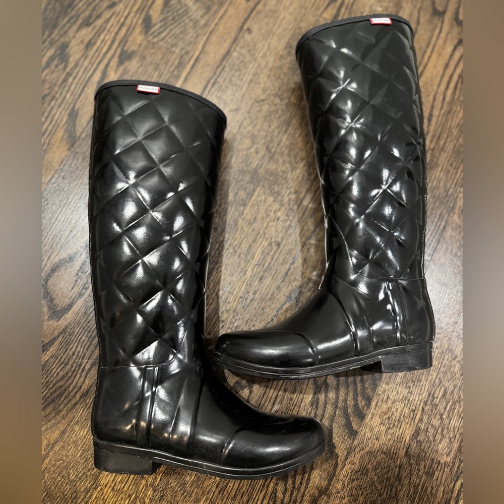 Hunter Women's Regent Savoy Riding Quilted Waterproof Boots Black US 5